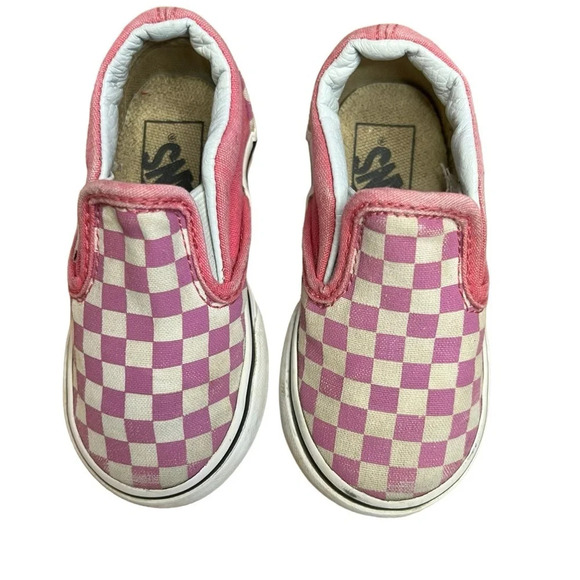 Vans Slip-On V Shoe - Checkerboard Pack- Fuchsia/White - Toddler Girls' 5.5 - Picture 5 of 11